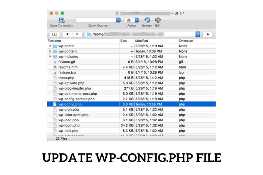 Update wp-config php file