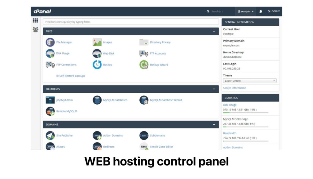 WEB hosting control panel