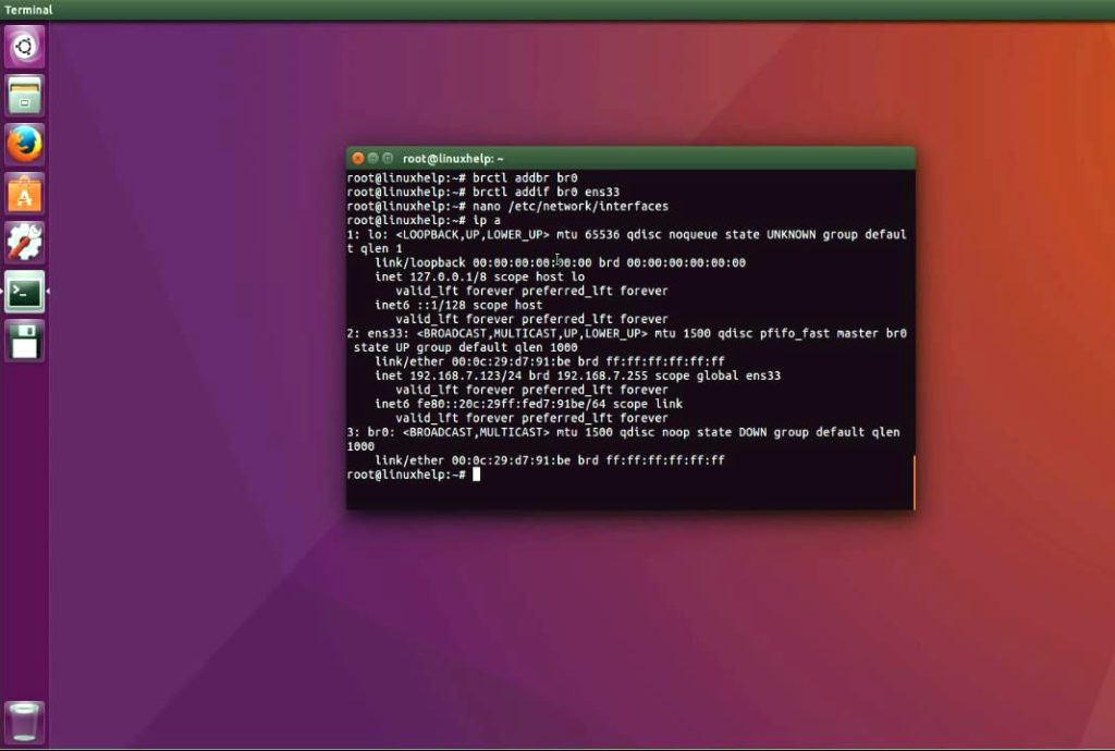 ubuntu interface commands